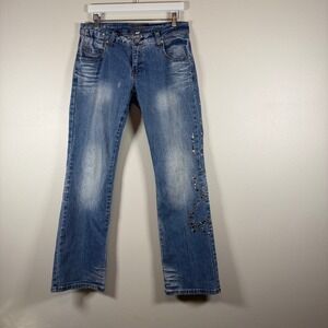 Younique Womens Studded Medium‎ Wash Denim Jeans Blue Size 11 Vintage Y2K